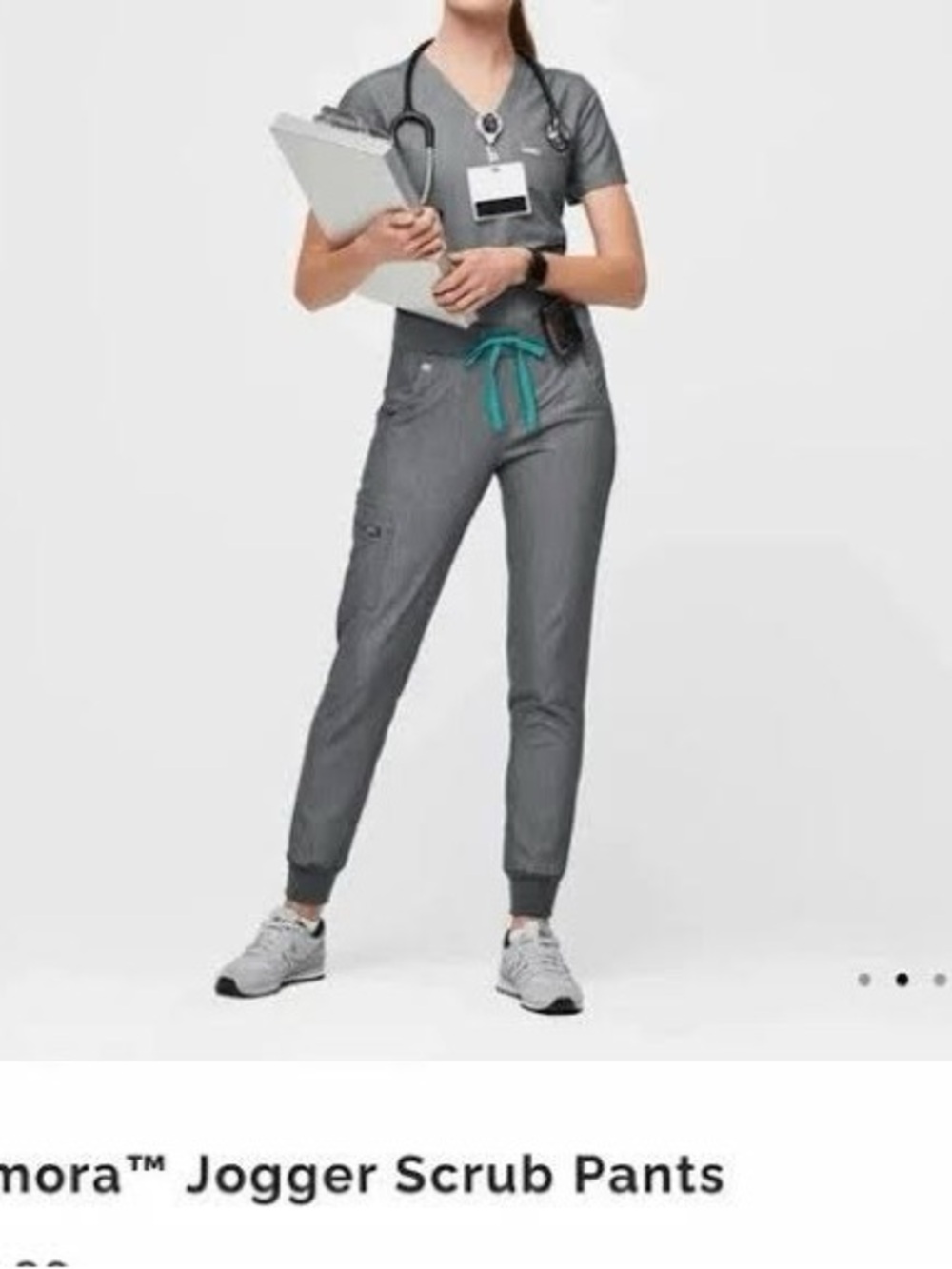 FIGS Women's Charcoal Drawstring Jogger Scrub Set